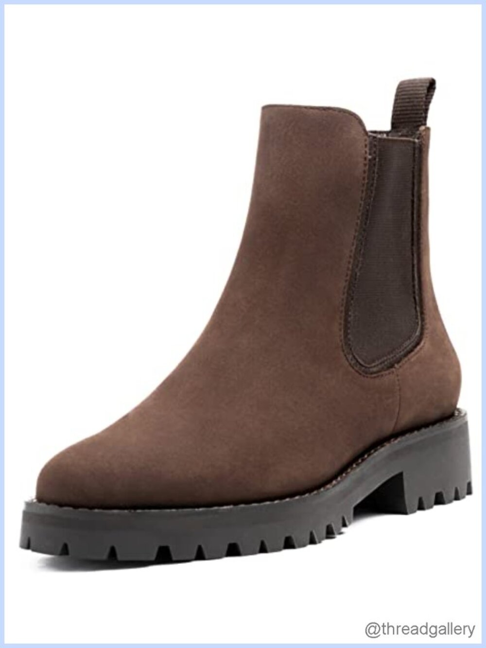 Chelsea Boots Women's Leather Ankle Boots Round Toe Block Heel